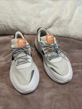 Sorel White and Orange Women's Athletic Sneakers